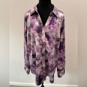 Chico's Purple Button Down blurred plaid shirt